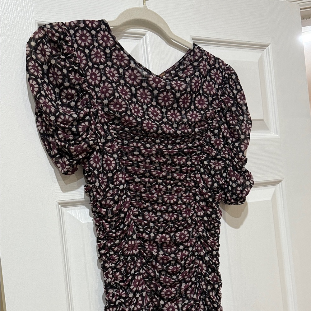 Free People Black and Pink Geometric Long Sleeve Dress